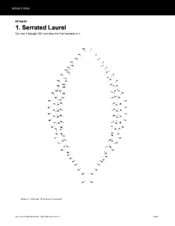 Actual printable US Letter page 1: 1. Serrated Laurel